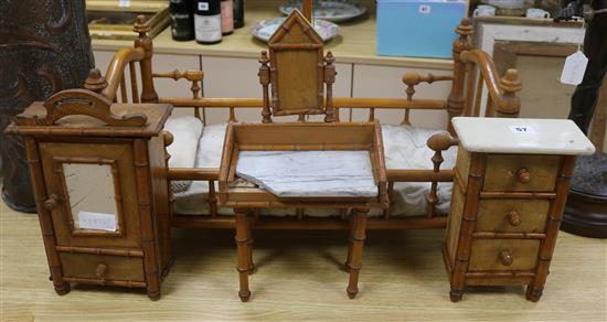 A French faux bamboo dolls bedroom set bed length 60cm